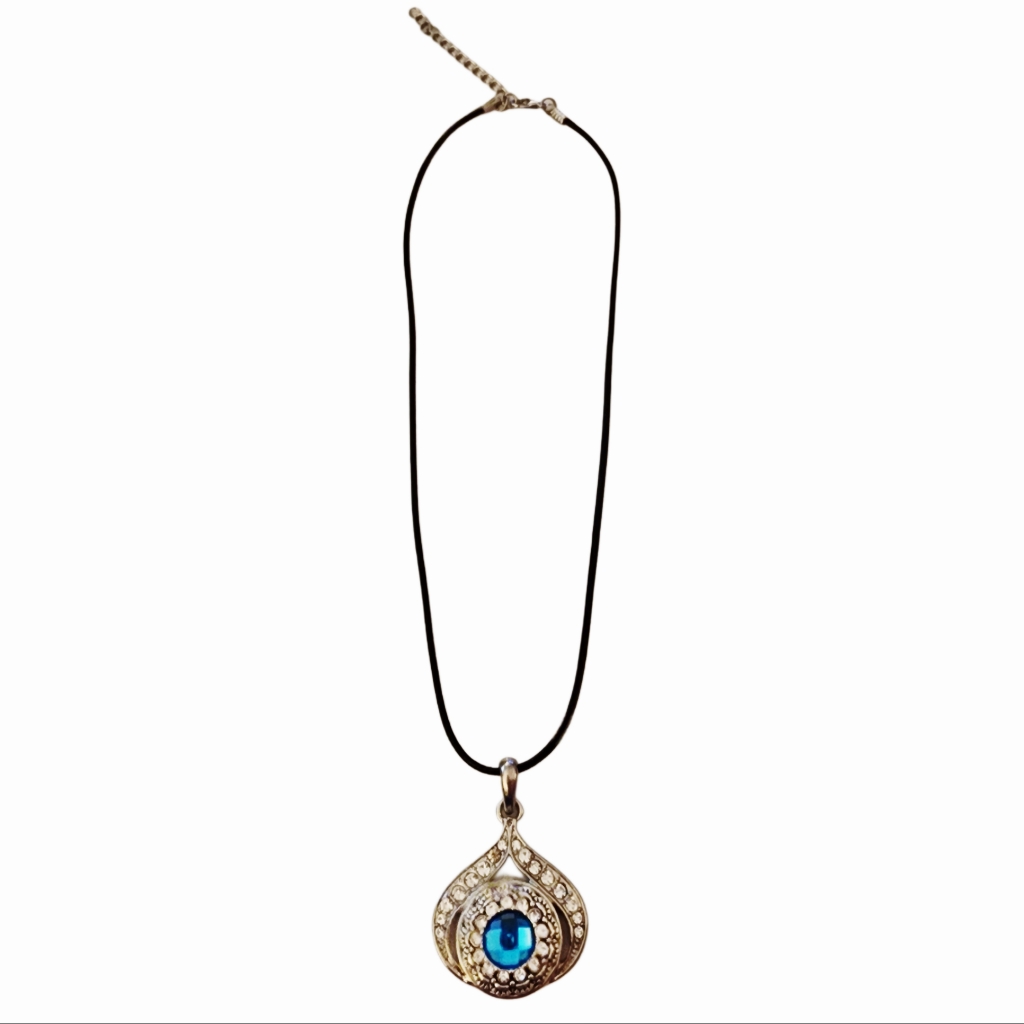 Interchangeable Snap Charm Teardrop Pendant Leather Necklace